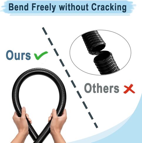 EASTRANS 3/4" x 10ft Reinforced Black Vinyl Tubing High Pressure Steel Wire Plastic Water Hose Flexible Pool Suction Drain Tube with 2 Clamps，No Kinking in Kuwait