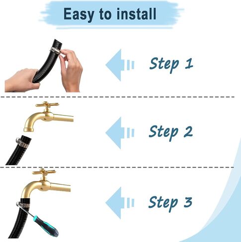 EASTRANS 3/4" x 10ft Reinforced Black Vinyl Tubing High Pressure Steel Wire Plastic Water Hose Flexible Pool Suction Drain Tube with 2 Clamps，No Kinking in Kuwait