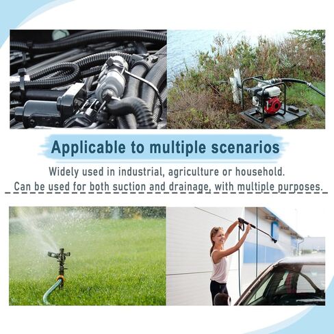 EASTRANS 3/4" x 10ft Reinforced Black Vinyl Tubing High Pressure Steel Wire Plastic Water Hose Flexible Pool Suction Drain Tube with 2 Clamps，No Kinking in Kuwait