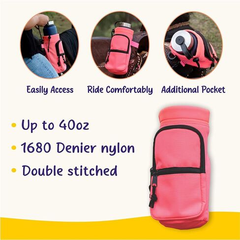 Horse Saddle Water Bottle Holder, Pink Water Holder, Multi Pocket Horse Saddle Drink Holder up to 40oz, Horse Gifts, Horse Stuff, Horse Tack in Kuwait