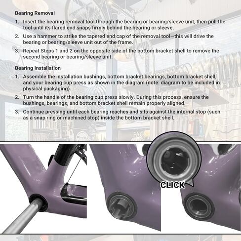 Press Fit Bottom Bracket Tool for BB90 BB92, Shimano, SRAM GXP, Race Face and Other Press Fit Bottom Bracket Systems, 22-24mm ID Bearing Removal & Installation Kit with Bushings for Bike Repair in Kuwait