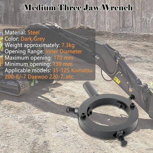 Hydraulic Cylinder Spanner Wrench, 3-Jaw Adjustable Gland Nut Wrench 130mm-170mm, Heavy Duty Alloy Steel Excavator Tool for Hydraulic Machinery, Forklift, Loader, Crane Repair in Kuwait