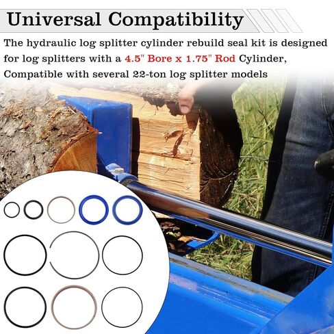 Hydraulic Log Splitter Cylinder Rebuild Seal Kit, Splitter Accessories Replacement, Fit for 4.5" Bore x 1.75" Rod Cylinde (Pack of 11) in Saudi Arabia