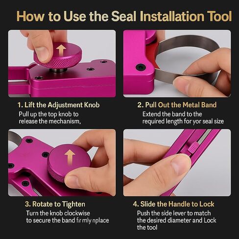 Hydraulic Seal Clasper Installation Kit, Professional Portable PTFE Piston Seal Installer Tool, Easy-Use Adjustable Design Fits 1.97–14.17 inch OD, Fast Seal Mounting Tool for Cylinders in Kuwait