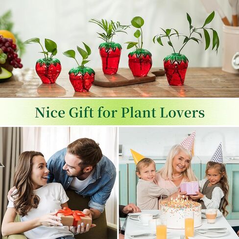 Hewory Cute Strawberry Vase for Flowers: Unique Glass Strawberry Decor for Home Kitchen Bathroom Office - Small Vases Eclectic Room Decor in Kuwait