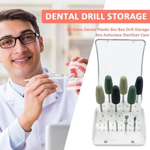 محطة كتل بور الأسنان، YOUYA DENTAL 60 فتحة منظم حالة الأسنان بور قابل للتعقيم مع غطاء غطاء، منظم حامل الأزيز الأسنان لسرعة بطيئة عالية السرعة الأزيز الماس الأزيز الحفر أداة طبيب الأسنان in Saudi Arabia