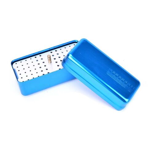Blue Endo Files Aluminum Box Disinfection Sterilizing Storage Case Bur Holder Stand Organizer Box 72 Holes in Saudi Arabia