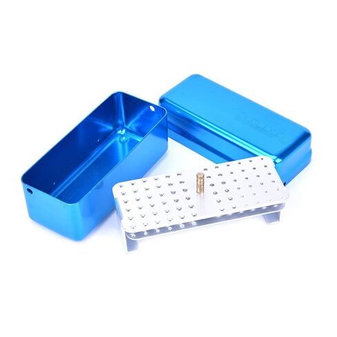 Blue Endo Files Aluminum Box Disinfection Sterilizing Storage Case Bur Holder Stand Organizer Box 72 Holes in Saudi Arabia