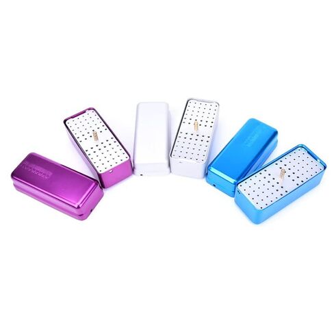 Blue Endo Files Aluminum Box Disinfection Sterilizing Storage Case Bur Holder Stand Organizer Box 72 Holes in Saudi Arabia