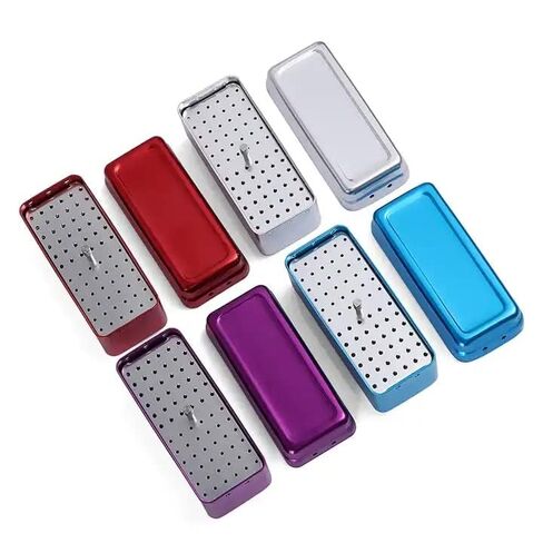 Blue Endo Files Aluminum Box Disinfection Sterilizing Storage Case Bur Holder Stand Organizer Box 72 Holes in Saudi Arabia