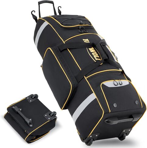 Fanwoli 81L Rolling Baseball Bag with Wheels, Softball Catchers Gear Bags for 4 Bats (Fits Up To 34"), Separate Shoe Compartment, Safety Reflective Strip, Fence Hook, Foldable T-Bag for Youth & Adult in Saudi Arabia