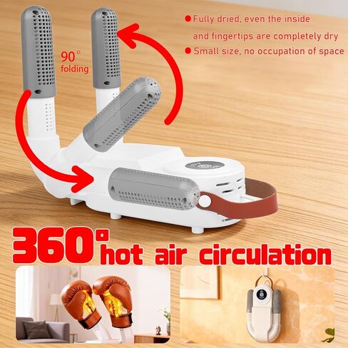 Boxing Gloves Dryer, 48°C Constant Temp Glove Dryer w/ 0-120 Min Timer, Fast MCH Heat, Dual Air Duct, Foldable Portable Gear Dryer for Boxing for Kids and Adults Effectively Eliminates Odors(White) in Kuwait