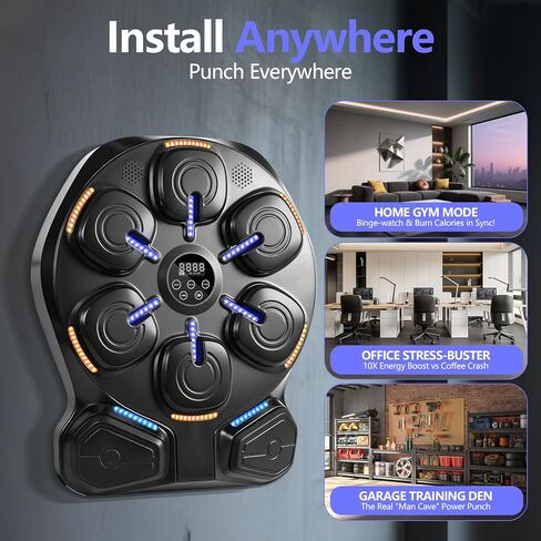 Smart Music Boxing Machine with LED Lights & Bluetooth Speaker – Interactive Punching Bag for Fitness, Rhythm Training & Stress Relief – Home Gym Equipment for Adults and Child with 8 Hitting Points in Saudi Arabia