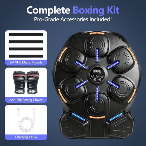 Smart Music Boxing Machine with LED Lights & Bluetooth Speaker – Interactive Punching Bag for Fitness, Rhythm Training & Stress Relief – Home Gym Equipment for Adults and Child with 8 Hitting Points in Saudi Arabia