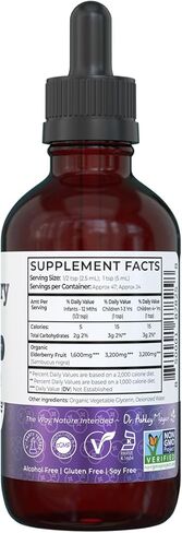 دكتور جرين موم إكسير نبات البلسان العضوي للرضع والأطفال الصغار والأطفال والبالغين - شراب نبات البيلسان السامبوكوس نيجرا - قطرات مكملة يومية لدعم المناعة in Kuwait