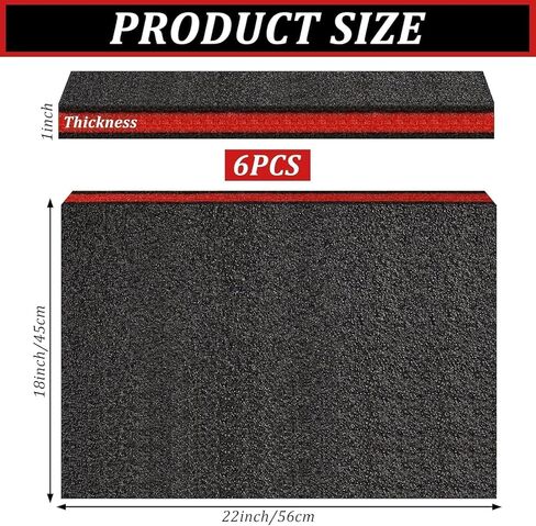 6 Pack Tool Box Foam,Foam Inserts for Cases, 22 x 18 x 1 InchTool Box Liner Polyethylene Tool Foams Sheets, Toolbox Kaizen Organizer and Storage Tool Shadow(Red, Black) in Saudi Arabia