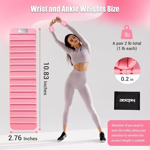 Pilates Wrist Weights for Women, Wearable Strong Magnetic Arm & Leg Weights Set of 2(1 lb Each), Adjustable Wrist Weights for Walking, Yoga, Strength Training, Swimming, Running & Jogging in Saudi Arabia