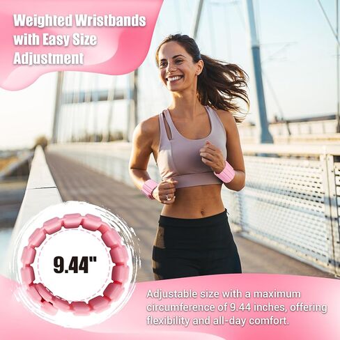 Pilates Wrist Weights for Women, Wearable Strong Magnetic Arm & Leg Weights Set of 2(1 lb Each), Adjustable Wrist Weights for Walking, Yoga, Strength Training, Swimming, Running & Jogging in Saudi Arabia