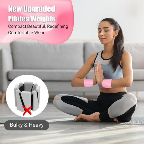 Pilates Wrist Weights for Women, Wearable Strong Magnetic Arm & Leg Weights Set of 2(1 lb Each), Adjustable Wrist Weights for Walking, Yoga, Strength Training, Swimming, Running & Jogging in Saudi Arabia