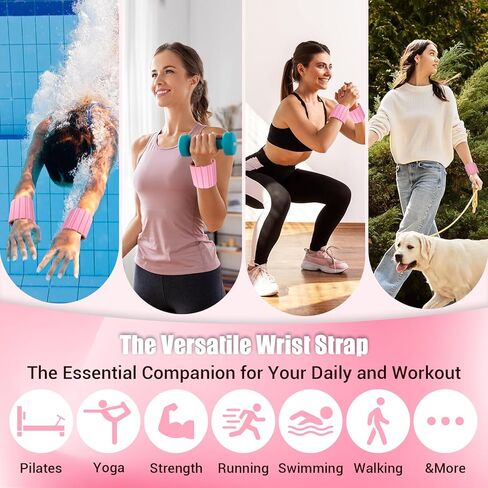 Pilates Wrist Weights for Women, Wearable Strong Magnetic Arm & Leg Weights Set of 2(1 lb Each), Adjustable Wrist Weights for Walking, Yoga, Strength Training, Swimming, Running & Jogging in Saudi Arabia