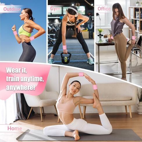 Pilates Wrist Weights for Women, Wearable Strong Magnetic Arm & Leg Weights Set of 2(1 lb Each), Adjustable Wrist Weights for Walking, Yoga, Strength Training, Swimming, Running & Jogging in Saudi Arabia