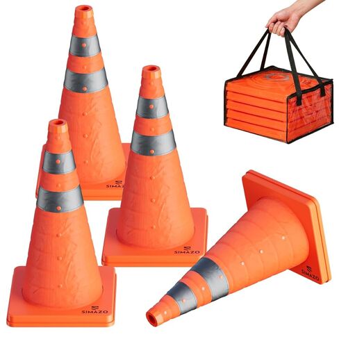 2 Pack 28 Inch Collapsible Traffic Safety Cones, Orange Pop Up Cones with Reflective Collar, Multi Purpose Road Cones for Road Safety, Parking Lot, Driving and Sport Training in Kuwait