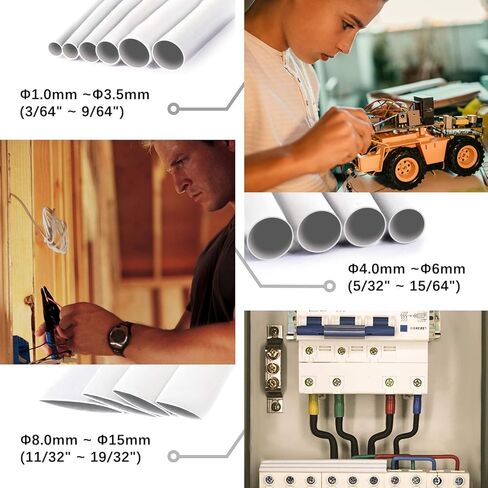 Heat Shrink Tubing Kit,14 Sizes White Heat Shrink Tube, Shrink Ratio 2:1 Electrical Shrink Tubing Wire Wrap Industrial Shrink Tubes Assortment for Wires Repairs, Soldering, Automotive Wiring in Saudi Arabia