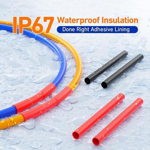 500 Pcs Heat Shrink Tubing Kit - 4:1 Ratio Adhesive Lined, Marine Grade Shrink Wrap - Industrial Heat Shrink Tubing,Black&Red in Kuwait