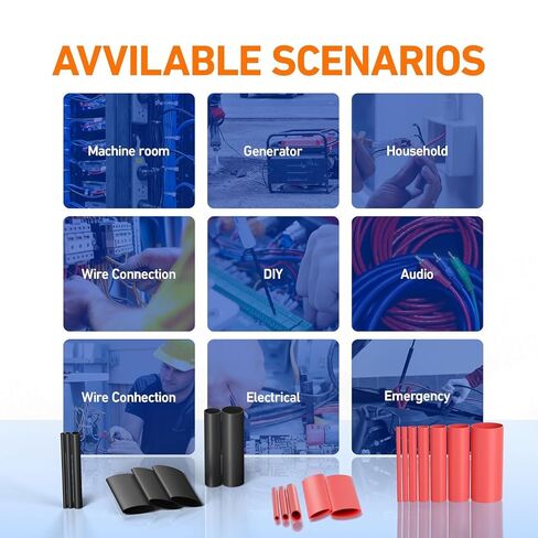 500 Pcs Heat Shrink Tubing Kit - 4:1 Ratio Adhesive Lined, Marine Grade Shrink Wrap - Industrial Heat Shrink Tubing,Black&Red in Kuwait