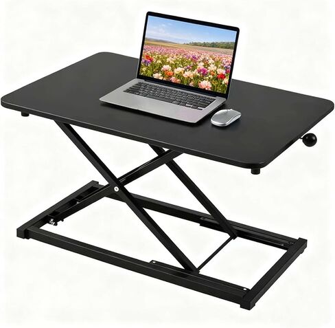 محول مكتب قائم بارتفاع قابل للتعديل، حامل لوحة المفاتيح لحامل مكتب الوقوف، حامل لوحة مفاتيح الكمبيوتر لسطح المكتب، حامل مريح لمحطات عمل الكمبيوتر باللون الأسود مقاس 23.6 بوصة in Kuwait