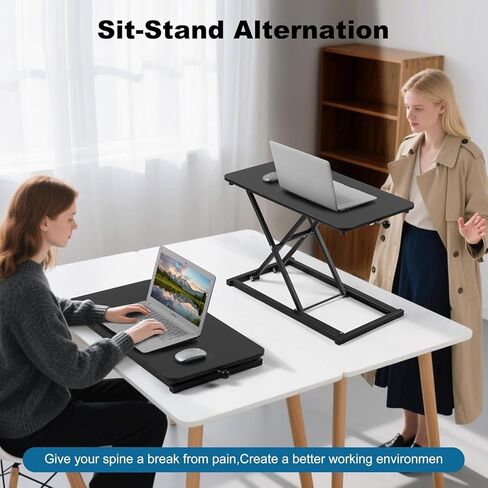محول مكتب قائم بارتفاع قابل للتعديل، حامل لوحة المفاتيح لحامل مكتب الوقوف، حامل لوحة مفاتيح الكمبيوتر لسطح المكتب، حامل مريح لمحطات عمل الكمبيوتر باللون الأسود مقاس 23.6 بوصة in Kuwait
