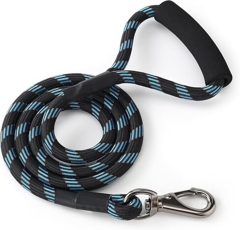 Mile High Life Dog Leash with Comfortable Padded Handle | Black Nylon Rope Dog Leash | Heavy Duty 5 Feet Dog Leashes (Black) in Saudi Arabia