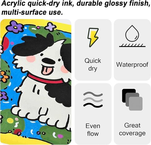 Art Pens set 5pcs, Drawing Pen with Brush Pen, Fineliner, Pencil, Acrylic Paint Pens for Black Paper Writing (White) in Kuwait