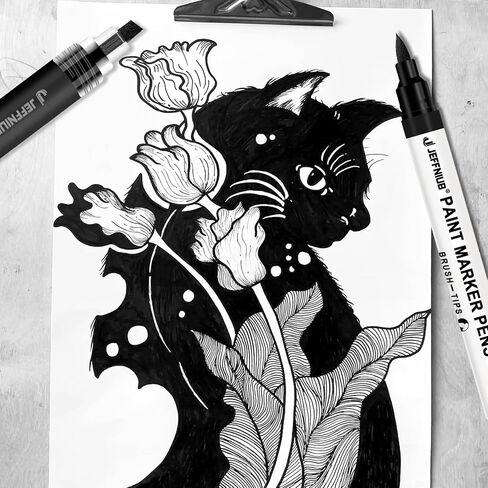 Art Pens set 5pcs, Drawing Pen with Brush Pen, Fineliner, Pencil, Acrylic Paint Pens for Black Paper Writing (White) in Kuwait