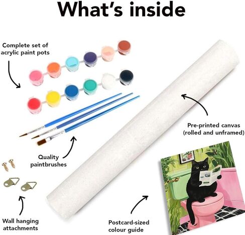 mjcakrn Cat Paint by Numbers Kit for Adults, Adults' Paint-by-Number Kits on Canvas, Easy Acrylic Adult Paint by Number Kits, Easy Paint by Number Canvas Arts Crafts 16x20inch in Kuwait