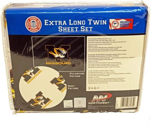 مجموعة ملاءات مزدوجة طويلة للغاية من جامعة ميسوري تايجرز مع غطاء وسادة in Kuwait