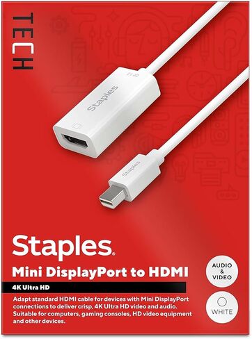 Mini DisplayPort to HDMI Audio/Video Adapter, Male to Female, White (ST62353) in Kuwait