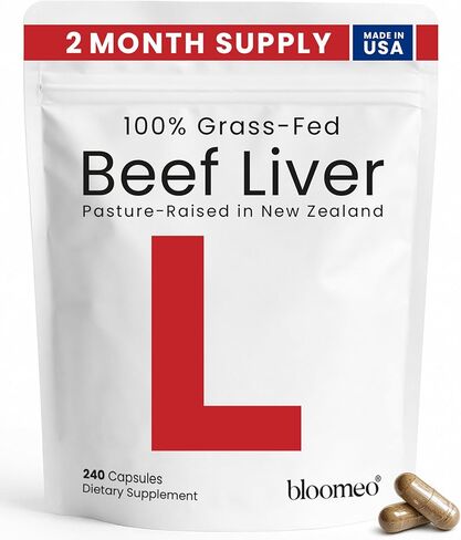 كبسولات كبد البقر - مصنوعة في الولايات المتحدة الأمريكية (عبوة قيمة) مصدر غذائي كامل لأكثر من 30 عنصرًا مغذيًا حيويًا: فيتامين أ، ب12، حمض الفوليك، حديد الهيم، الزنك للطاقة، المناعة، البشرة - 100% مكمل لأعضاء لحم البقر الذي يتغذى على العشب in Kuwait