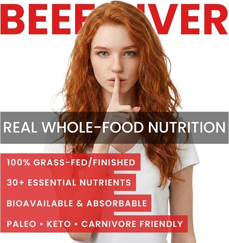 كبسولات كبد البقر - مصنوعة في الولايات المتحدة الأمريكية (عبوة قيمة) مصدر غذائي كامل لأكثر من 30 عنصرًا مغذيًا حيويًا: فيتامين أ، ب12، حمض الفوليك، حديد الهيم، الزنك للطاقة، المناعة، البشرة - 100% مكمل لأعضاء لحم البقر الذي يتغذى على العشب in Kuwait