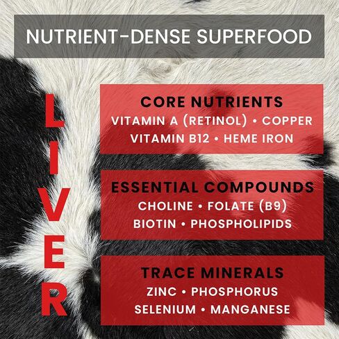 كبسولات كبد البقر - مصنوعة في الولايات المتحدة الأمريكية (عبوة قيمة) مصدر غذائي كامل لأكثر من 30 عنصرًا مغذيًا حيويًا: فيتامين أ، ب12، حمض الفوليك، حديد الهيم، الزنك للطاقة، المناعة، البشرة - 100% مكمل لأعضاء لحم البقر الذي يتغذى على العشب in Kuwait