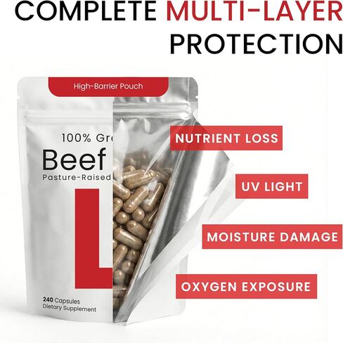 كبسولات كبد البقر - مصنوعة في الولايات المتحدة الأمريكية (عبوة قيمة) مصدر غذائي كامل لأكثر من 30 عنصرًا مغذيًا حيويًا: فيتامين أ، ب12، حمض الفوليك، حديد الهيم، الزنك للطاقة، المناعة، البشرة - 100% مكمل لأعضاء لحم البقر الذي يتغذى على العشب in Kuwait