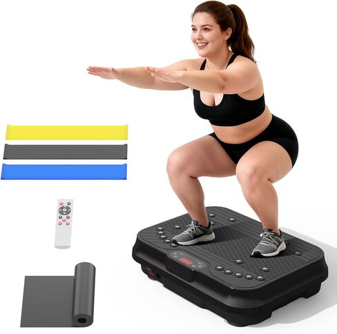 Vibration Plate Exercise Machine for Lymphatic Drainage,Power Vibrate Stand Shake Board 400 Lbs Capacity Fitness Platform with Fitness Resistance Bands Weight Loss Gifts for Women Men in Saudi Arabia