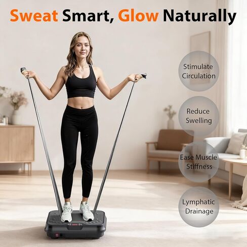 Vibration Plate Exercise Machine for Lymphatic Drainage,Power Vibrate Stand Shake Board 400 Lbs Capacity Fitness Platform with Fitness Resistance Bands Weight Loss Gifts for Women Men in Saudi Arabia