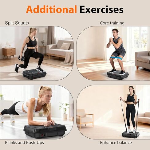 Vibration Plate Exercise Machine for Lymphatic Drainage,Power Vibrate Stand Shake Board 400 Lbs Capacity Fitness Platform with Fitness Resistance Bands Weight Loss Gifts for Women Men in Saudi Arabia
