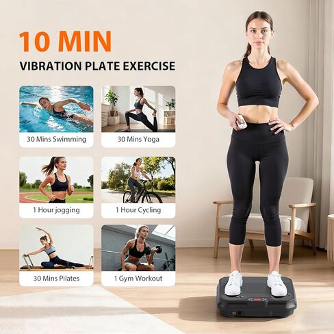 Vibration Plate Exercise Machine for Lymphatic Drainage,Power Vibrate Stand Shake Board 400 Lbs Capacity Fitness Platform with Fitness Resistance Bands Weight Loss Gifts for Women Men in Saudi Arabia