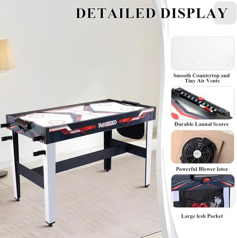 طاولة ألعاب كومبو 4 في 1 من روزيد للمنزل، وغرفة الألعاب، والأصدقاء والعائلة، وألعاب الرماية، والهوكي الهوائي، وكرة السلة، ورمي السهام، وطاولة ألعاب متعددة in Kuwait