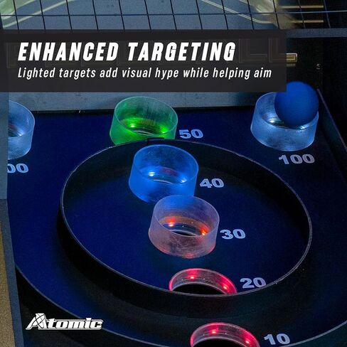 Atomic 9‑Foot Prism Shot LED Speedball Arcade Game Table – Skeeball‑Style LED Scoring with Lighted Rails & Target, Electronic Scoreboard & Sound Effects – Automatic Ball Return in Saudi Arabia