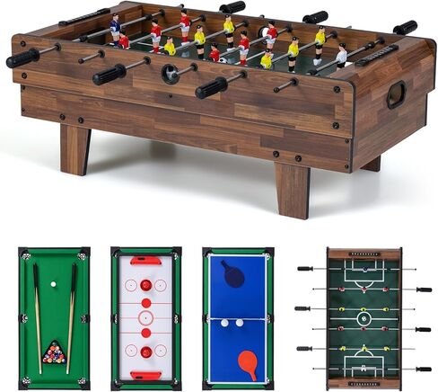 GYMAX 4 in 1 Multi Game Table, 32" Combo Game Table Set Includes Foosball, Pool Table, Hockey, Ping Pong Tabletops w/Accessories for Kids & Adults, Home, Game Room, Family Nights in Saudi Arabia