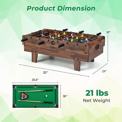 GYMAX 4 in 1 Multi Game Table, 32" Combo Game Table Set Includes Foosball, Pool Table, Hockey, Ping Pong Tabletops w/Accessories for Kids & Adults, Home, Game Room, Family Nights in Saudi Arabia