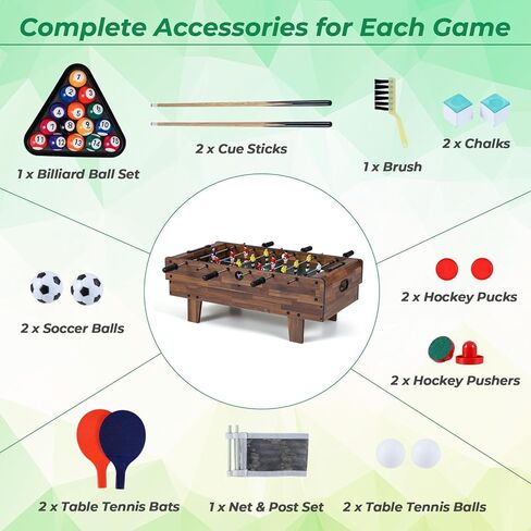 GYMAX 4 in 1 Multi Game Table, 32" Combo Game Table Set Includes Foosball, Pool Table, Hockey, Ping Pong Tabletops w/Accessories for Kids & Adults, Home, Game Room, Family Nights in Saudi Arabia